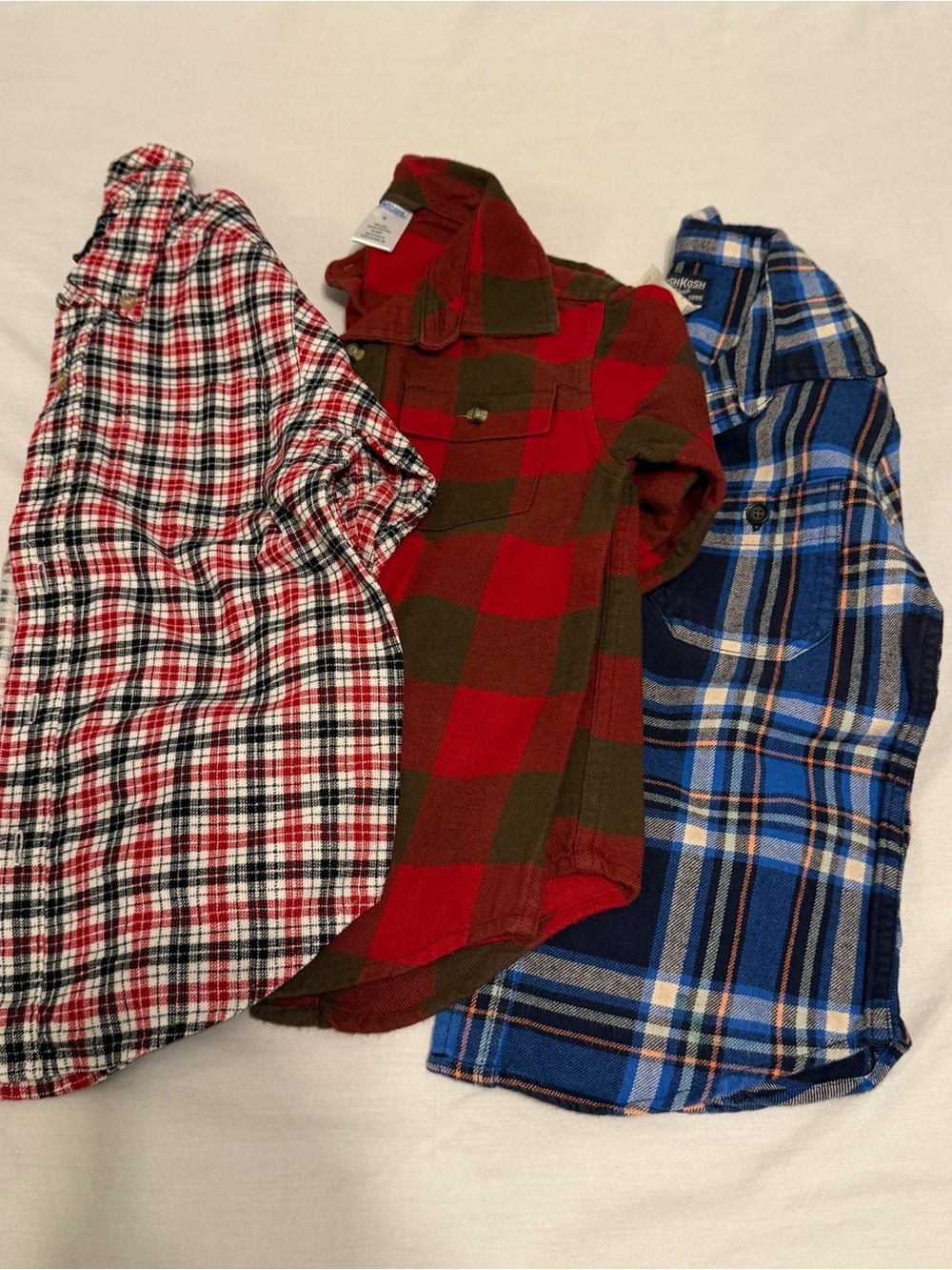 Lot of 3 toddler Red and Blue Plaid Flannel Shirts Size 4